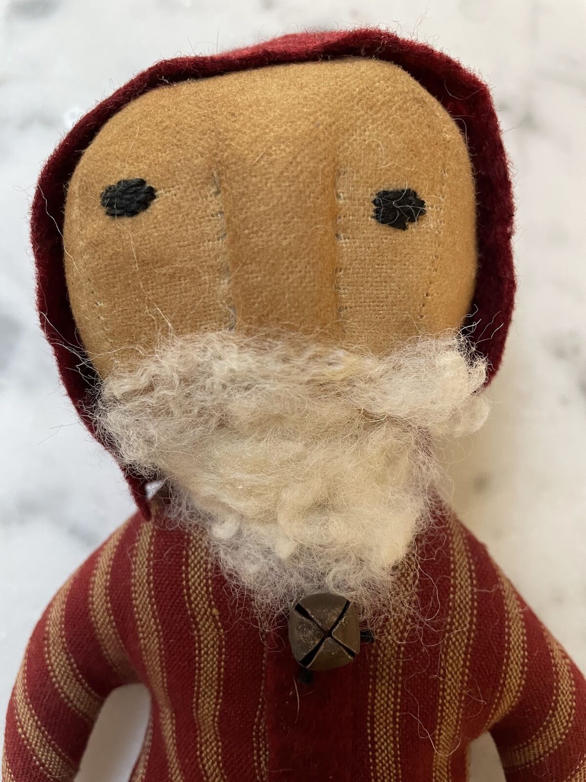 Primitive Handcrafted Vintage Look Striped Santa Bowl Filler Doll 9" - The Primitive Pineapple Collection