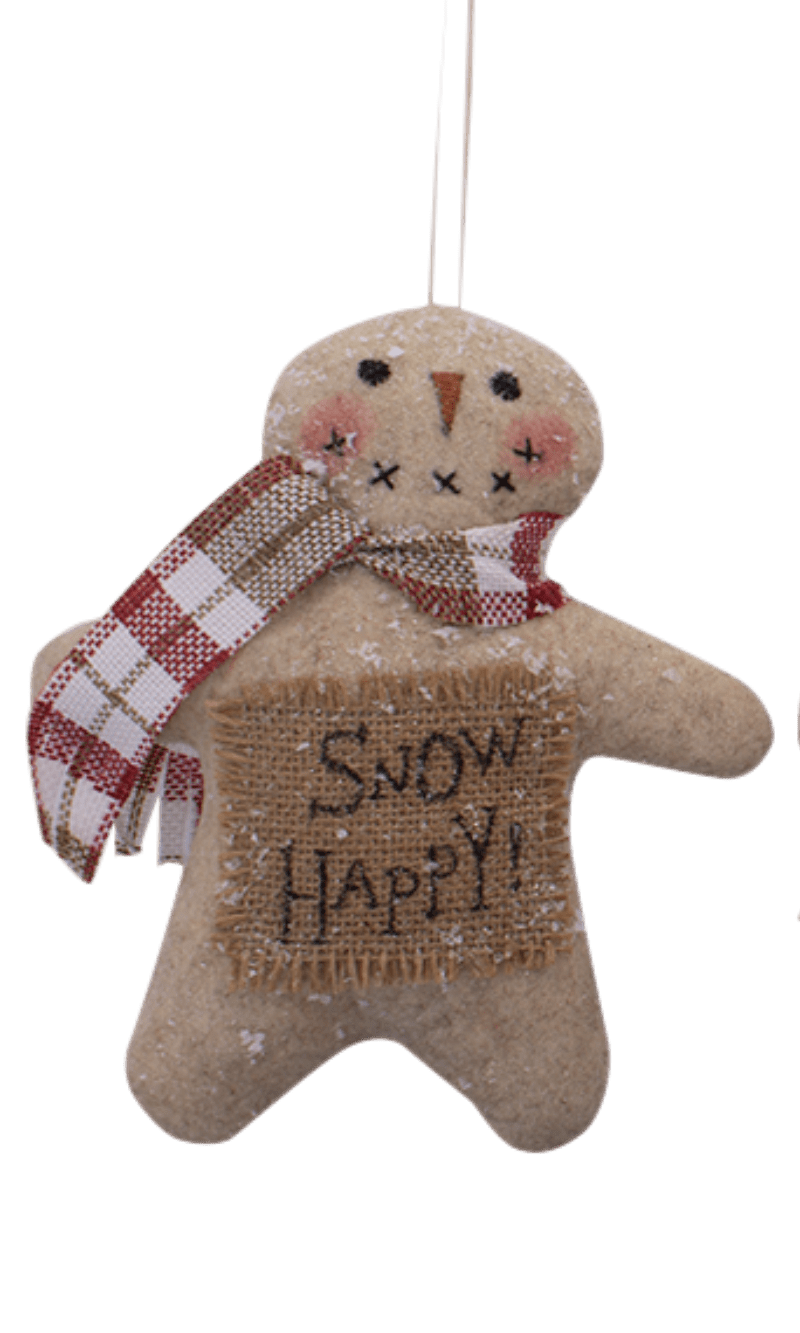 Christmas Folk art Snow Dusted Snowman Doll 8.5" 3 Styles Scarf - The Primitive Pineapple Collection