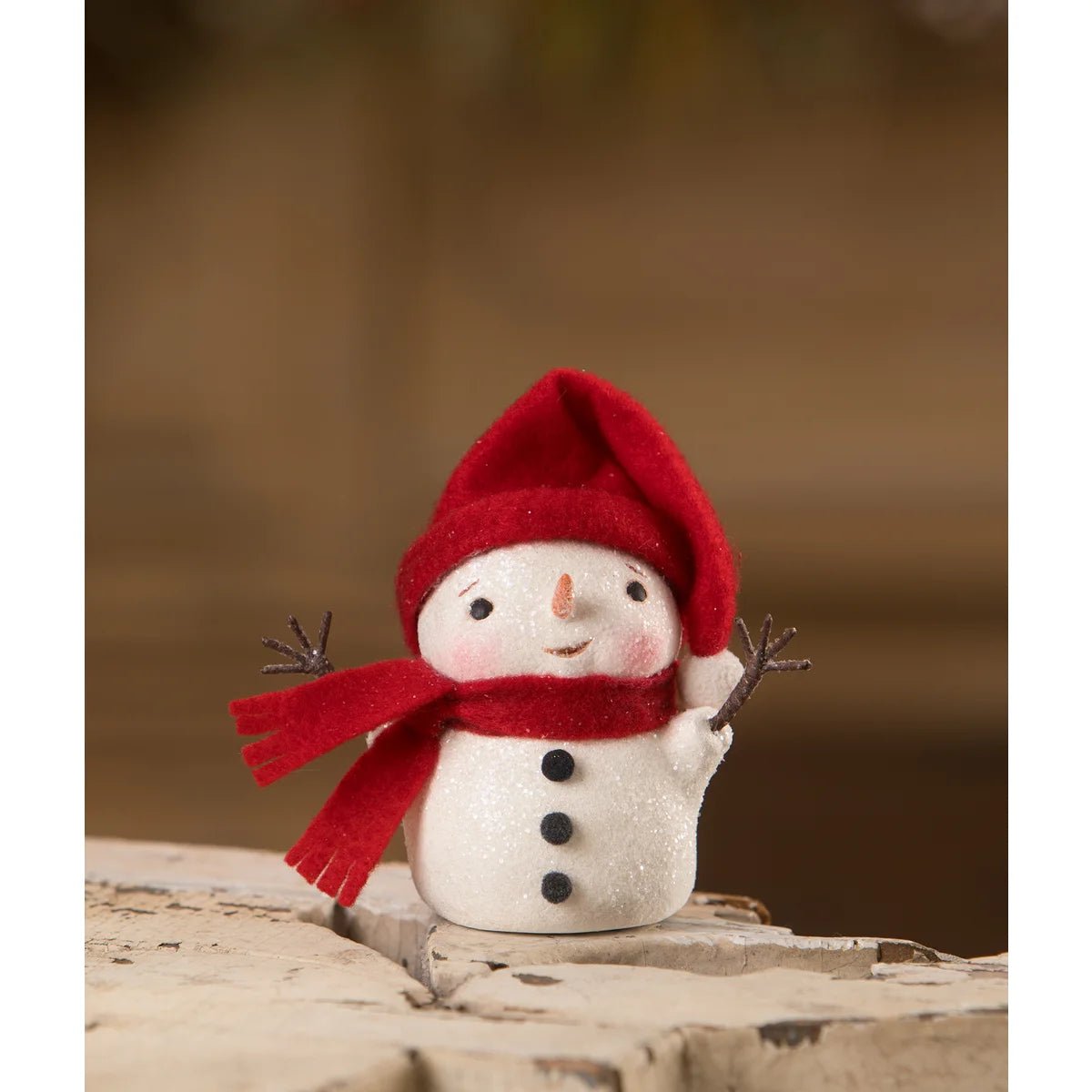 Bethany Lowe Christmas Warm and Cozy Wire Arms Snowman MA1072 Retired - The Primitive Pineapple Collection