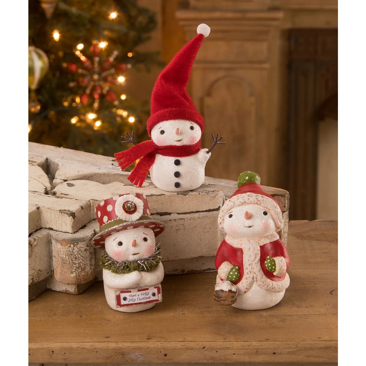 Bethany Lowe Christmas Warm and Cozy Wire Arms Snowman MA1072 Retired - The Primitive Pineapple Collection