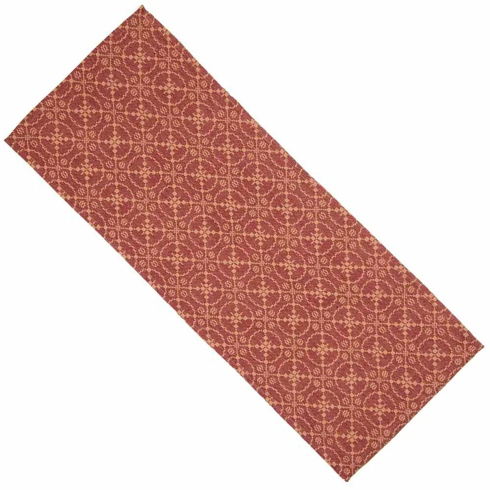 Primitive Marshfield Jacquard Table Runner Barn Red 14 X 36 Farmhouse Cotton - The Primitive Pineapple Collection
