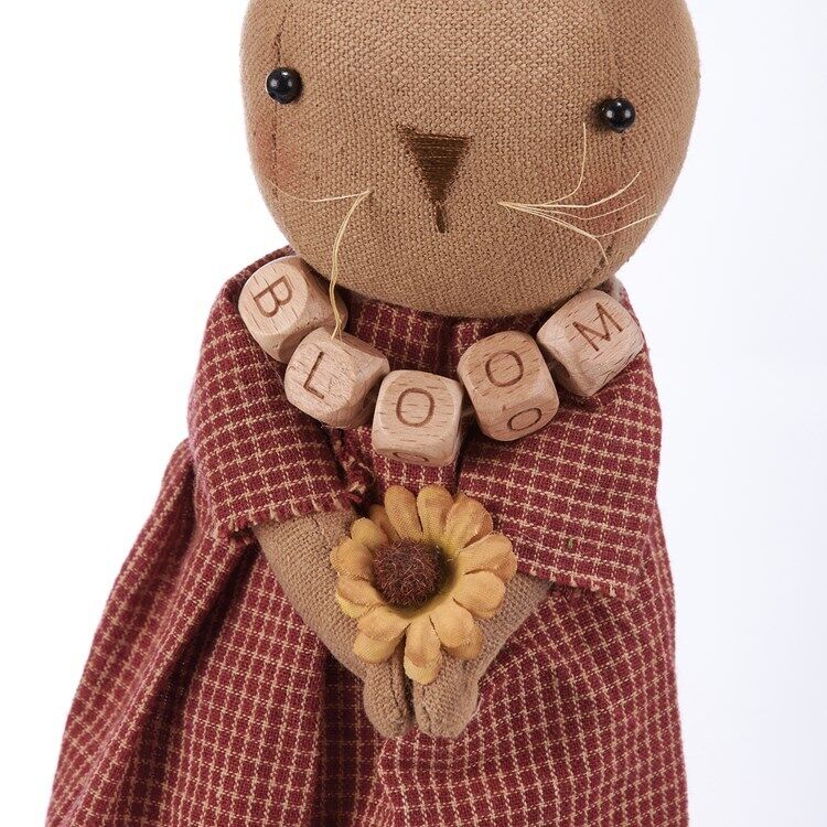 Primitive Spring Easter Bunny Bloom Doll w/ Flower 12" - The Primitive Pineapple Collection