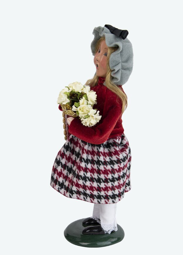 Primitive Colonial Byers Choice Valentines Day Girl w/ Flowers Caroler 2023 New - The Primitive Pineapple Collection