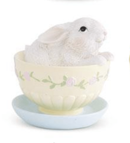 Primitive Farmhouse Pastel Easter Bunny in Teacup Figurine 6 Styles - The Primitive Pineapple Collection