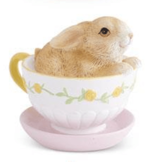 Primitive Farmhouse Pastel Easter Bunny in Teacup Figurine 6 Styles - The Primitive Pineapple Collection