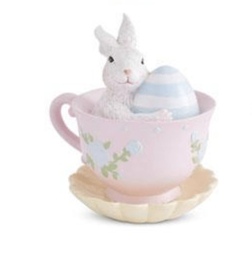 Primitive Farmhouse Pastel Easter Bunny in Teacup Figurine 6 Styles - The Primitive Pineapple Collection