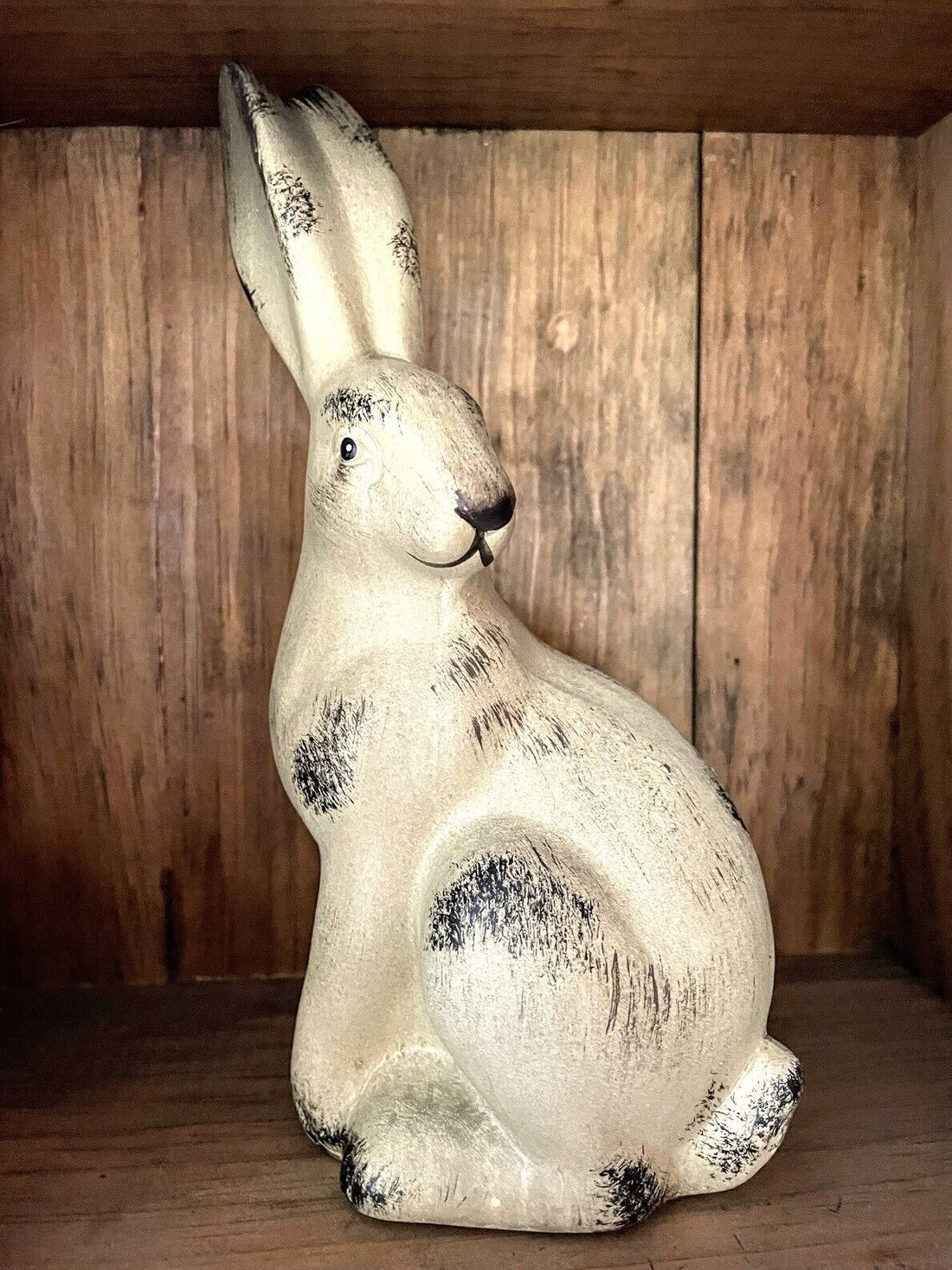 Primitive Farmhouse Spring 8&quot; Terra Cotta Bunny Rabbit Figurine - The Primitive Pineapple Collection