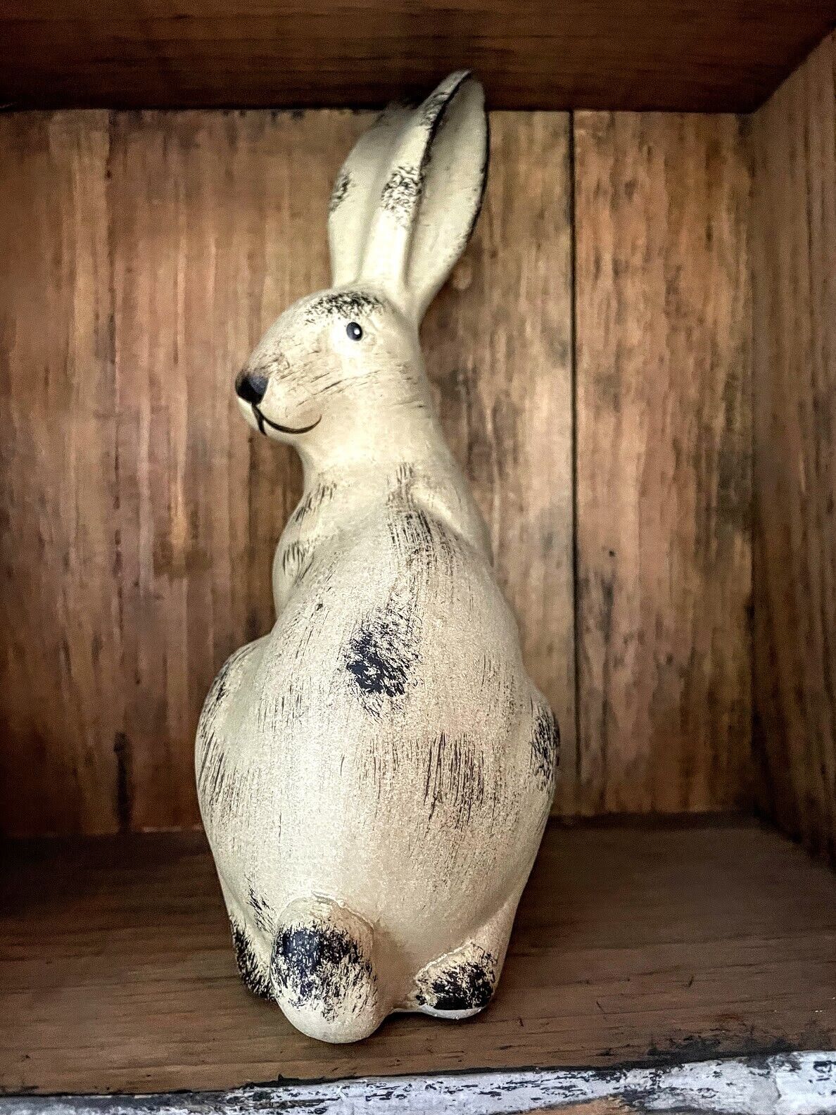 Primitive Farmhouse Spring 8" Terra Cotta Bunny Rabbit Figurine - The Primitive Pineapple Collection