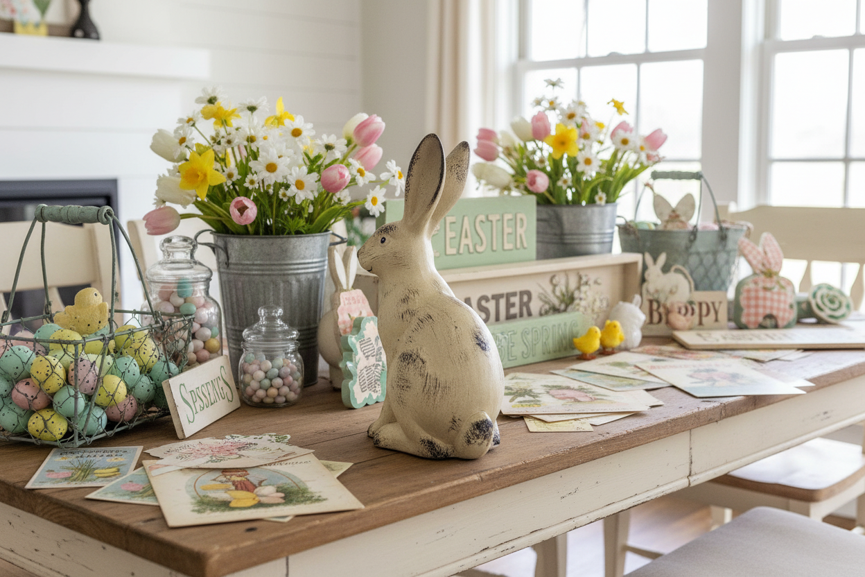 Primitive Farmhouse Spring 8" Terra Cotta Bunny Rabbit Figurine - The Primitive Pineapple Collection