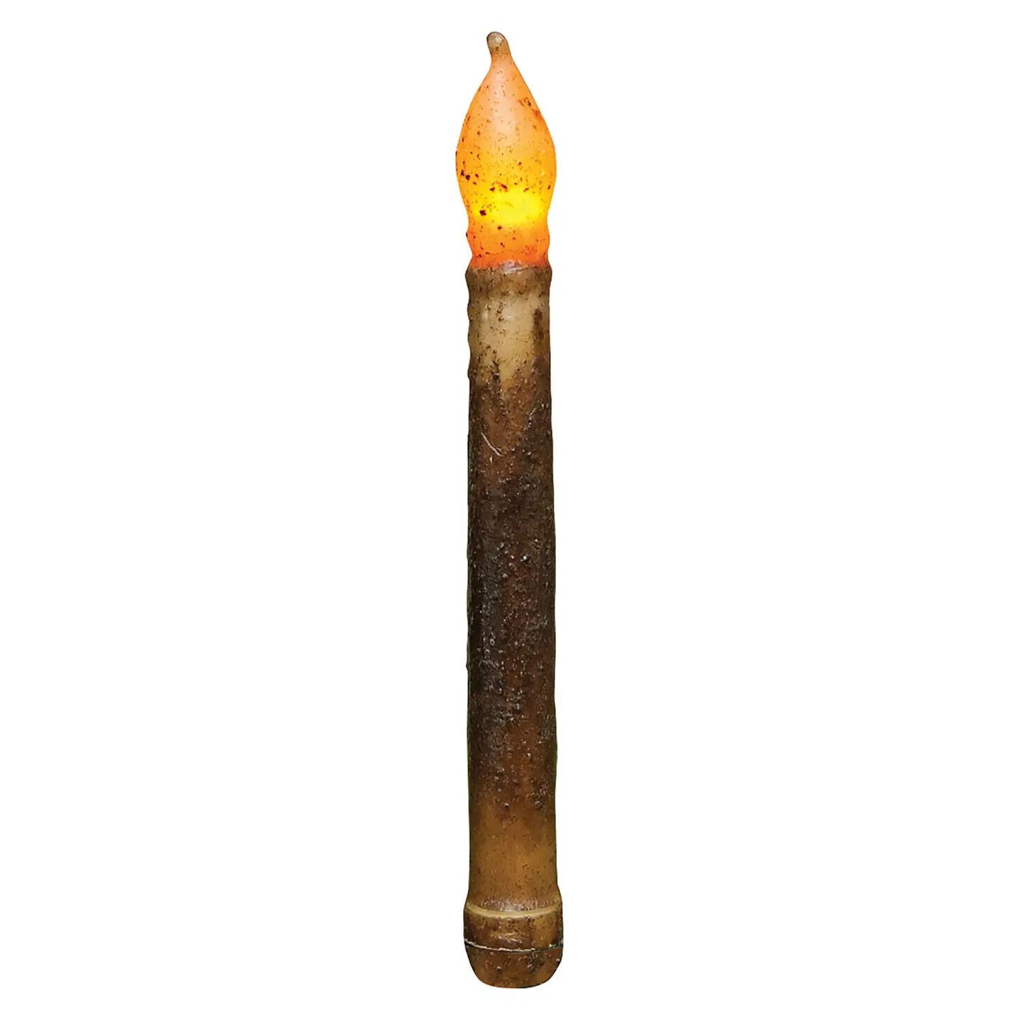 Primitive/Country 9" Burnt Mustard Flicker Taper Candle Timer - The Primitive Pineapple Collection
