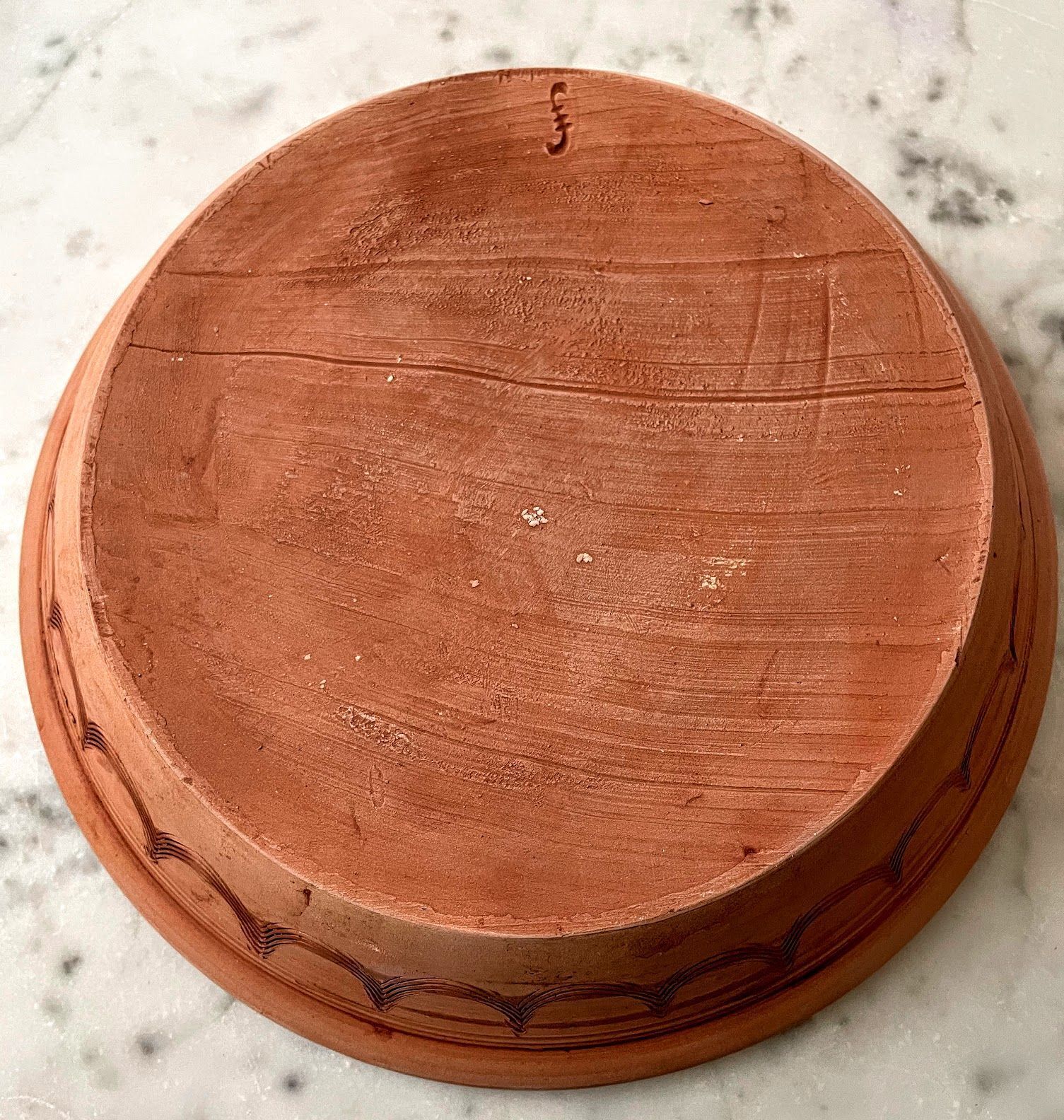 Handmade Primitive Redware Pottery Baking Dish Slipware Leaf Design 9" Signed - The Primitive Pineapple Collection