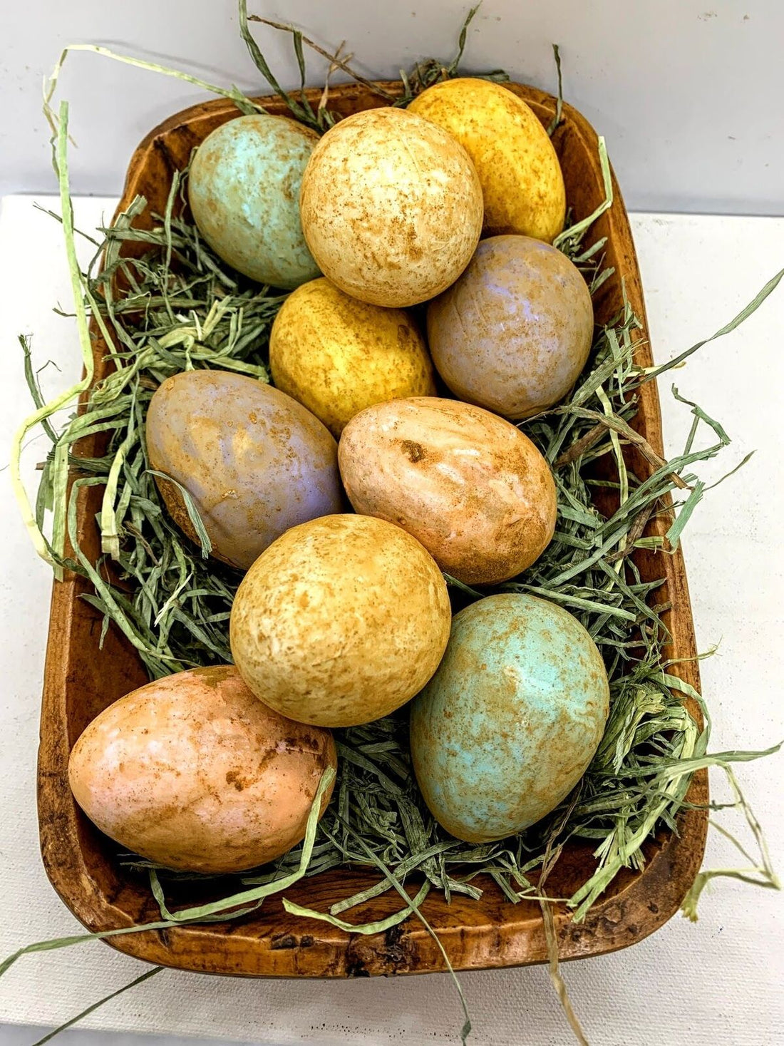 Primitive Spring Easter Life Size Wax Dipped Pastel Eggs in display carton 10pc - The Primitive Pineapple Collection