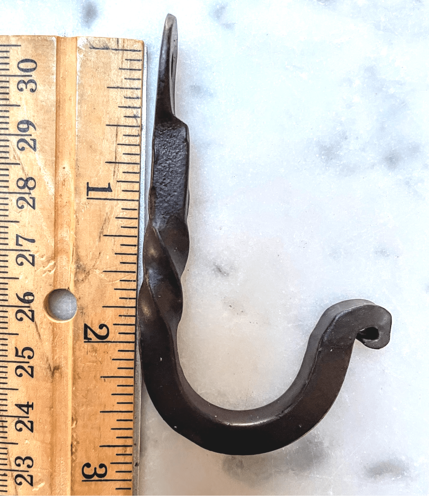 Primitive Colonial Wrought Iron 2.5" Braided Black Hook - The Primitive Pineapple Collection