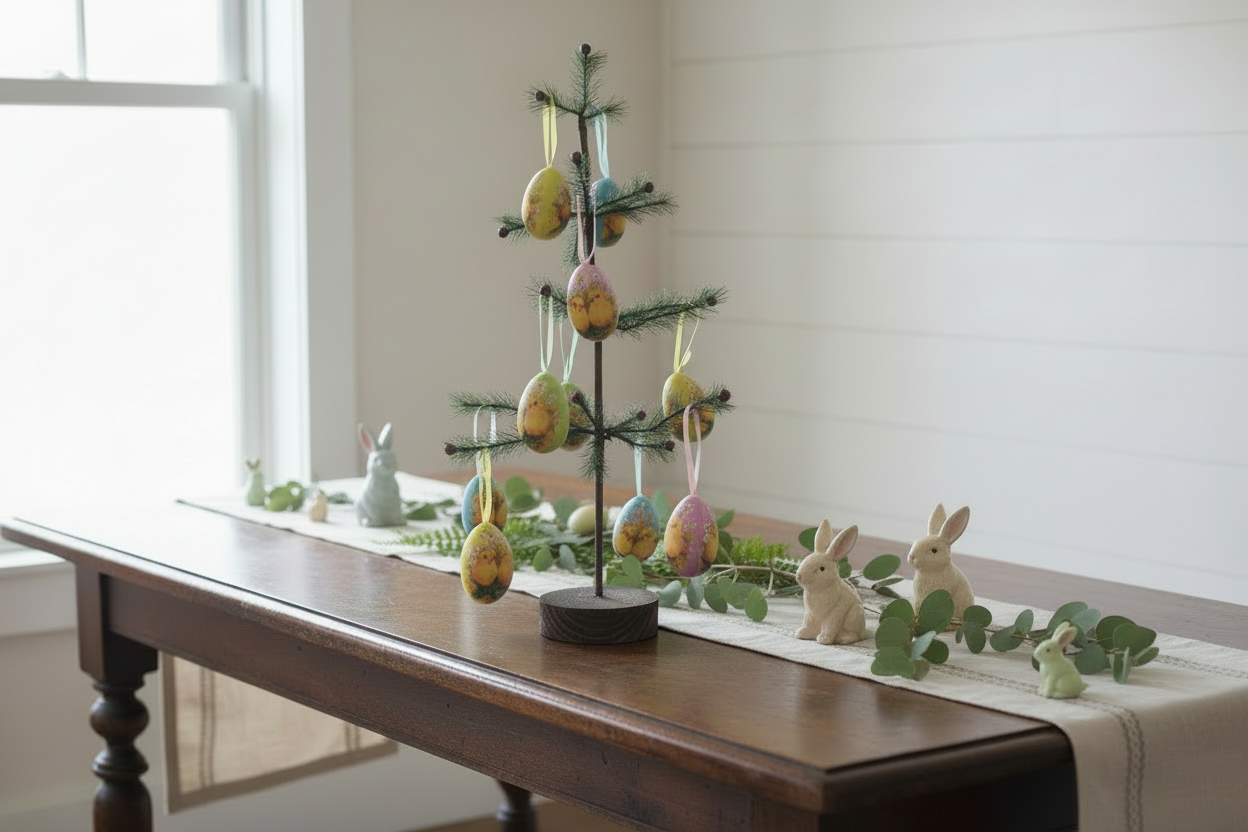 Retro Vintage Look Playful Chicks Easter Egg w/ribbon 12 pc Ornament Set - The Primitive Pineapple Collection