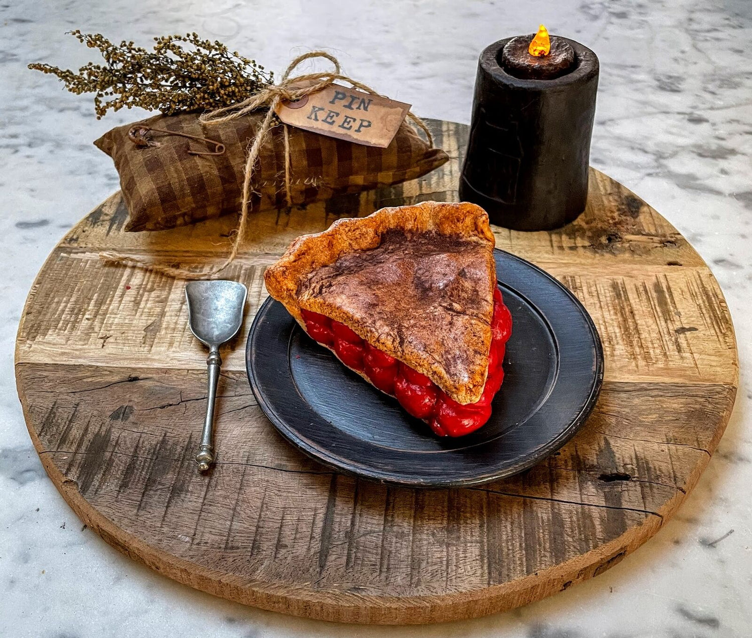Primitive Farmhouse Handcrafted Faux Cherry Pie Slice - The Primitive Pineapple Collection