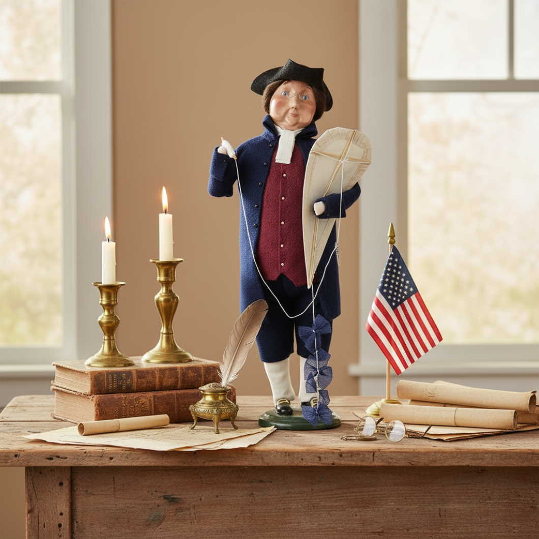 Byers Choice Carolers Ben Franklin w/ Kite New Authorized Dealer - The Primitive Pineapple Collection