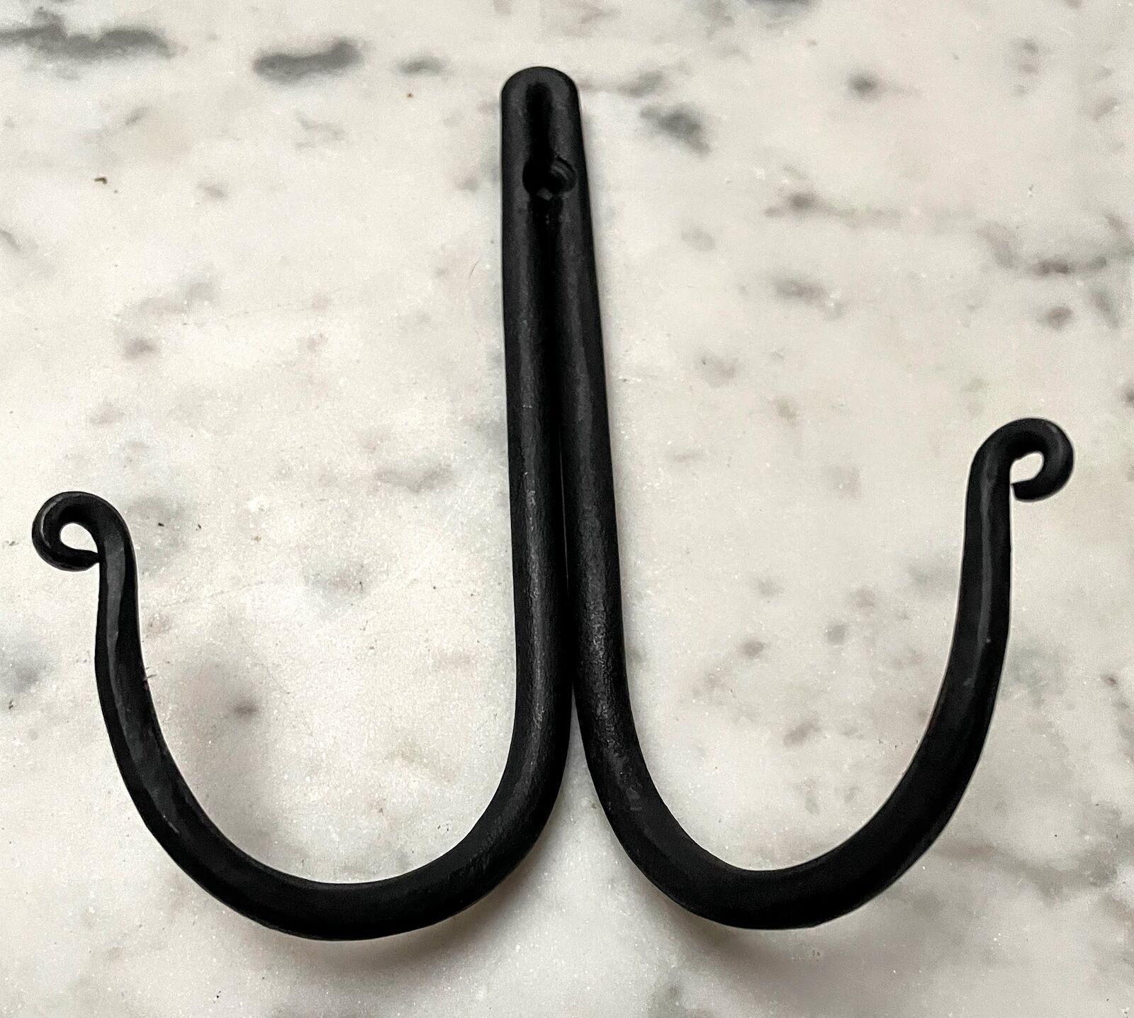 Primitive Colonial Wrought Iron 5.5" Double Black Hook - The Primitive Pineapple Collection