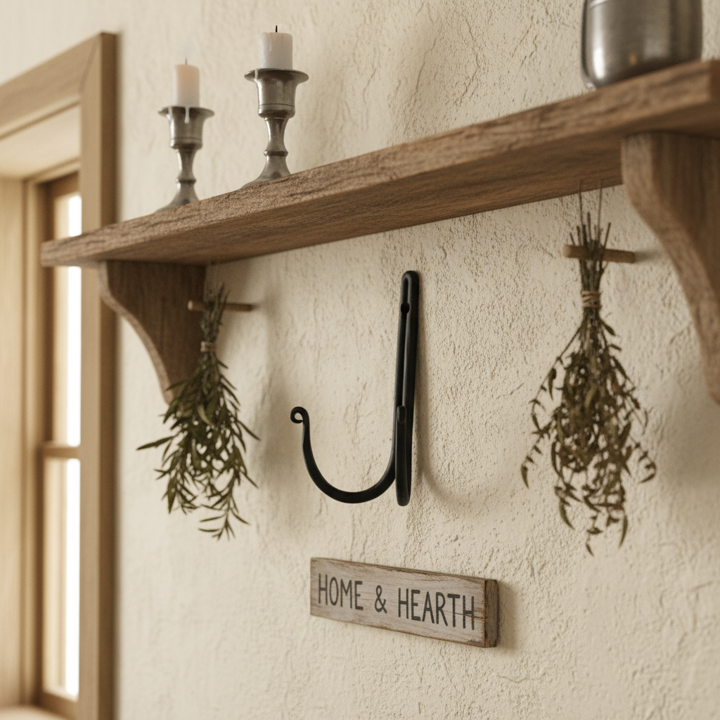 Primitive Colonial Wrought Iron 5.5" Double Black Hook - The Primitive Pineapple Collection