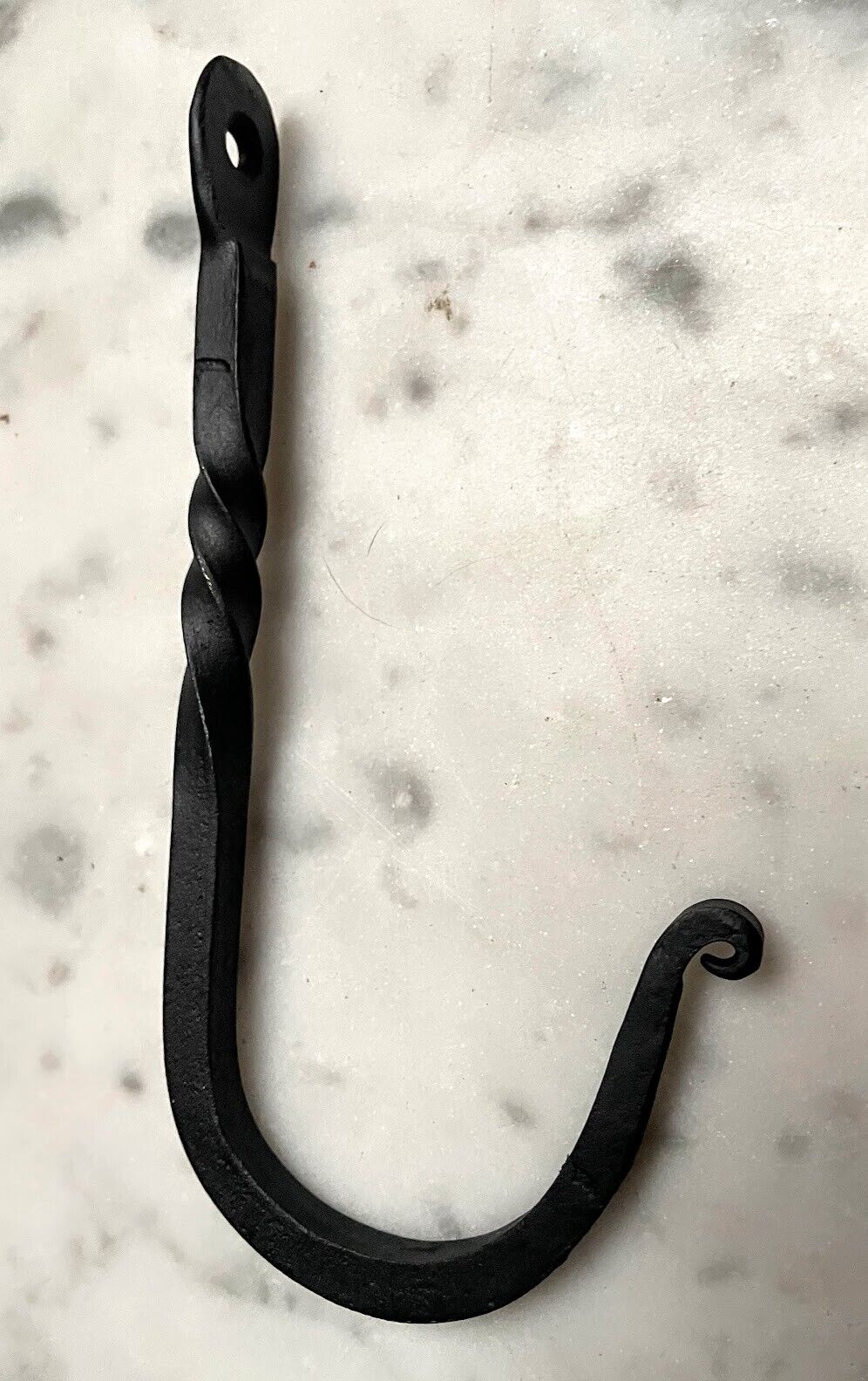 Primitive Colonial Wrought Iron 5.5" Twisted Braid Prairie Black Hook - The Primitive Pineapple Collection