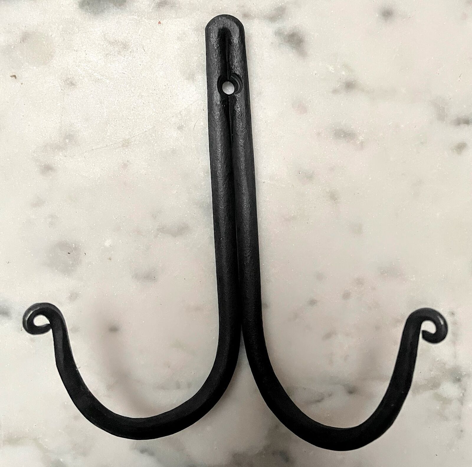 Primitive Colonial Wrought Iron 5.5" Double Black Hook - The Primitive Pineapple Collection