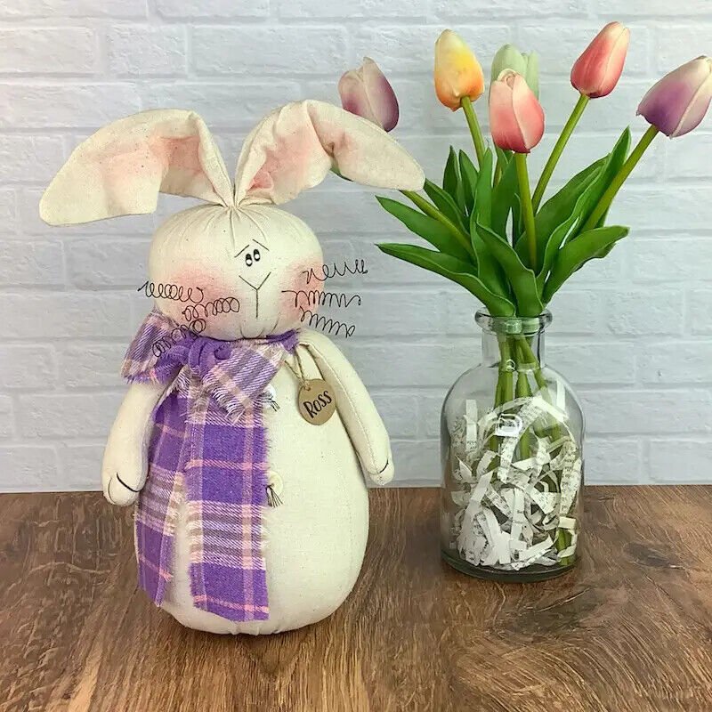 Primitive Easter Honey and Me Bunny Ross 9.5&quot; Rabbit Farmhouse - The Primitive Pineapple Collection