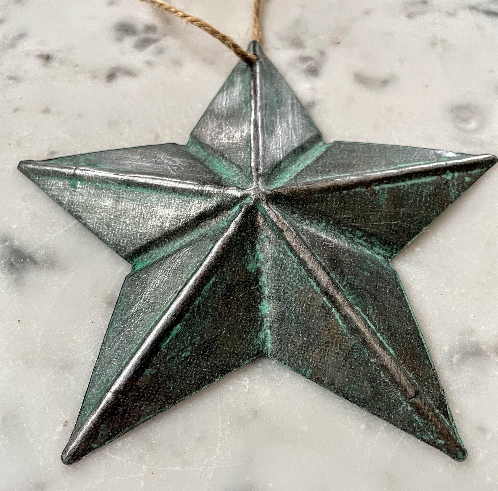 Primitive Farmhouse 6" Hanging Copper Tin Star Ornament Patina Rustic - The Primitive Pineapple Collection