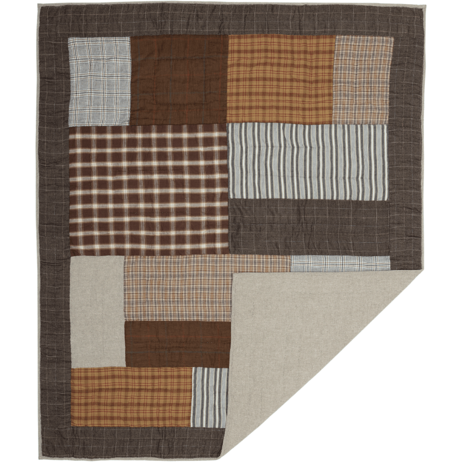 Primitive Farmhouse Earth Tone Block Rory Quilted Throw 60x50 - The Primitive Pineapple Collection