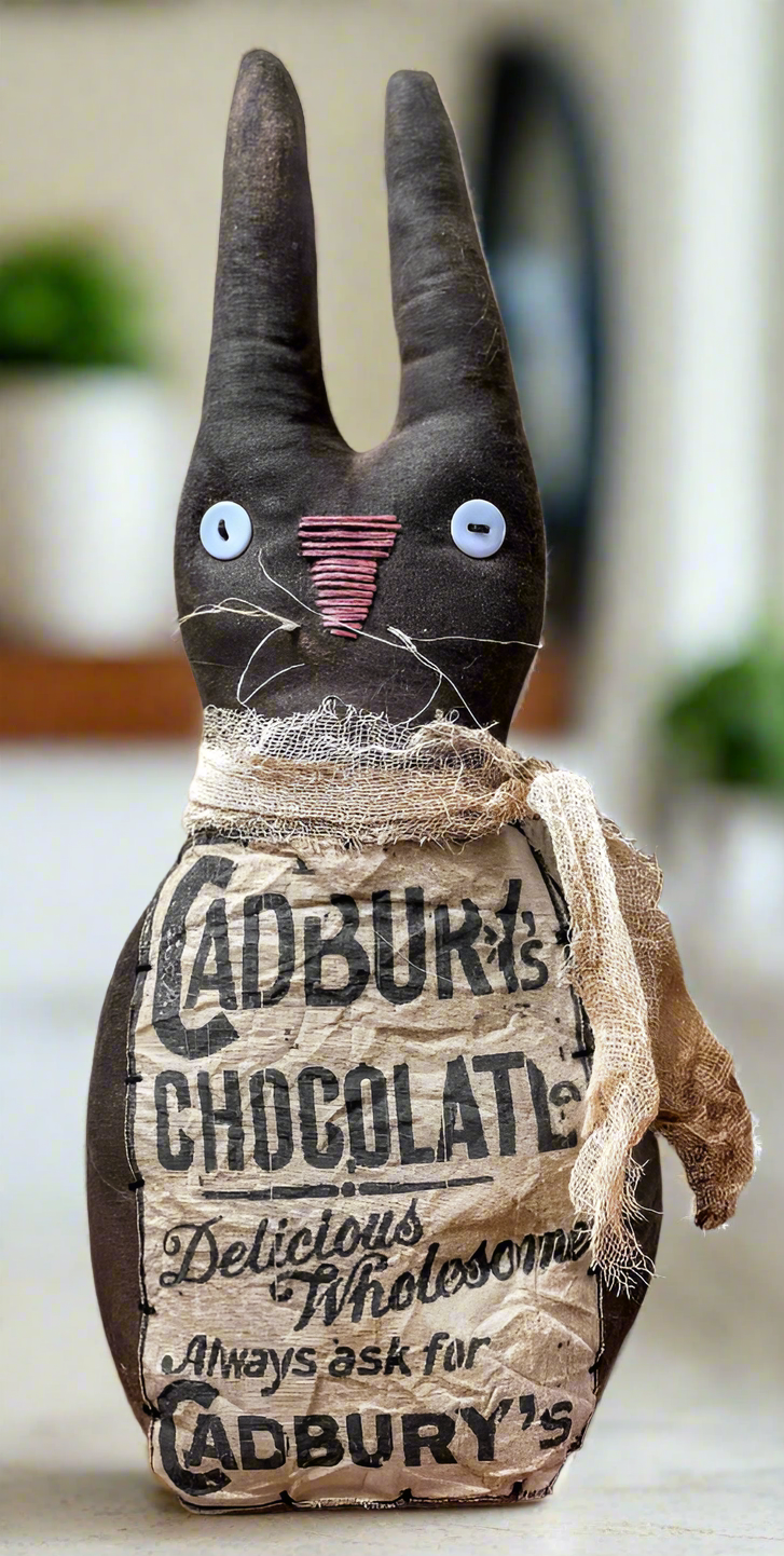 Primitive Easter Spring Cadbury Bunny Chocolate Stump Doll 12" - The Primitive Pineapple Collection