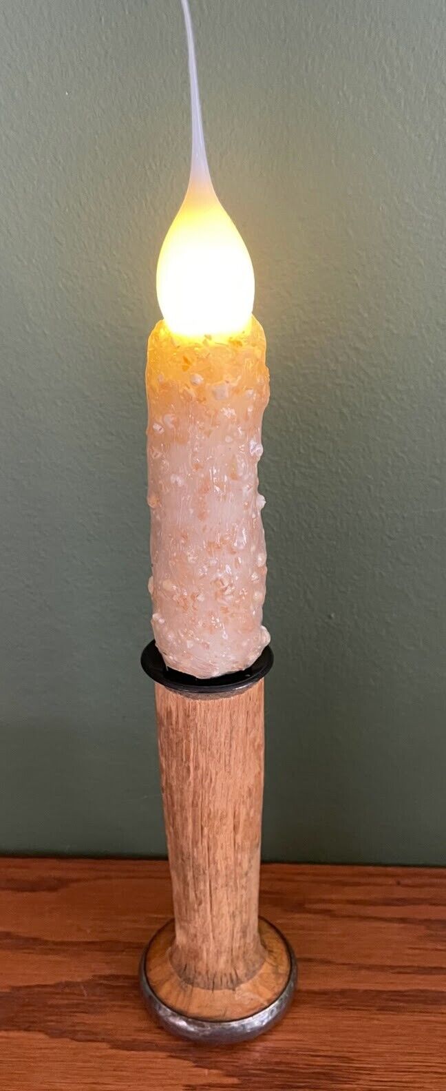 Primitive 9.5" Vintage Spool Light w/ Silicone dip Candle Bulb Remote Control - The Primitive Pineapple Collection