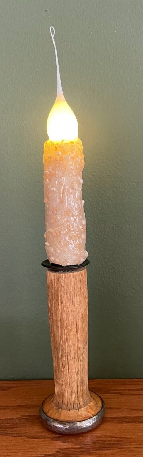 Primitive 9.5" Vintage Spool Light w/ Silicone dip Candle Bulb Remote Control - The Primitive Pineapple Collection