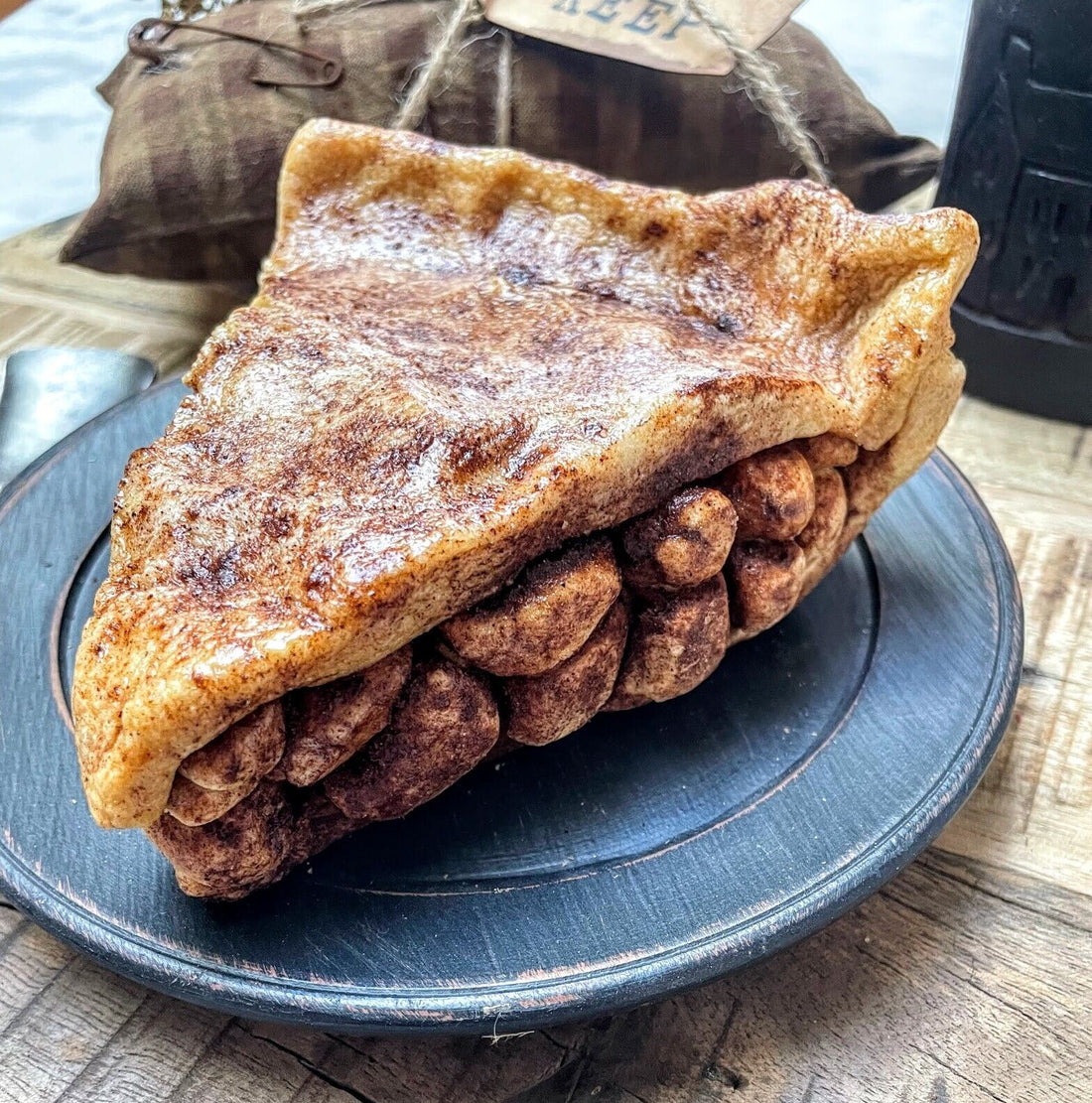 Primitive Farmhouse Handcrafted Faux Apple Cinnamon Pie Slice - The Primitive Pineapple Collection