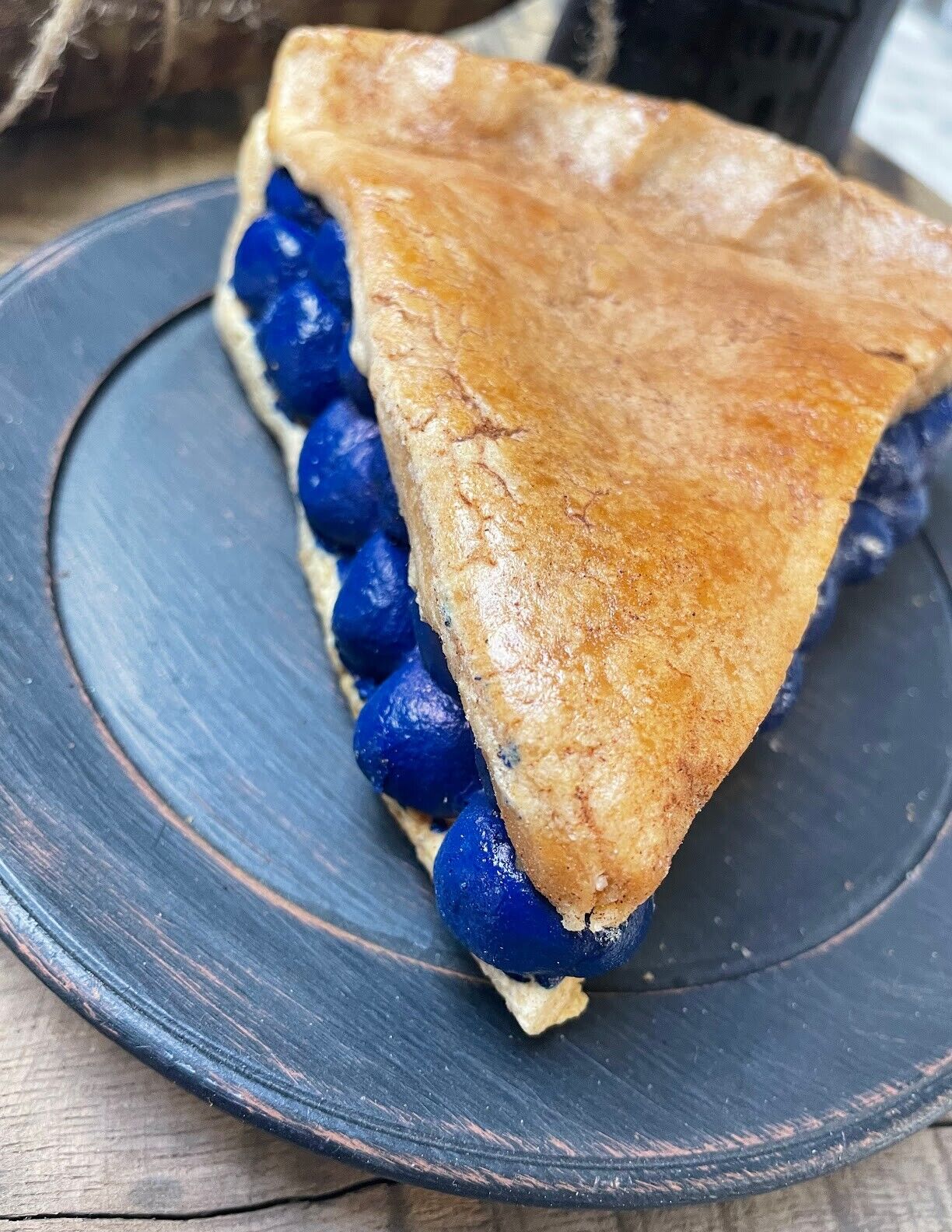 Primitive Farmhouse Handcrafted Faux Blueberry Pie Slice - The Primitive Pineapple Collection
