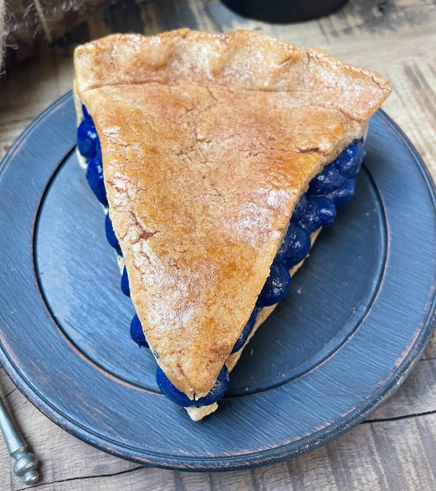 Primitive Farmhouse Handcrafted Faux Blueberry Pie Slice - The Primitive Pineapple Collection