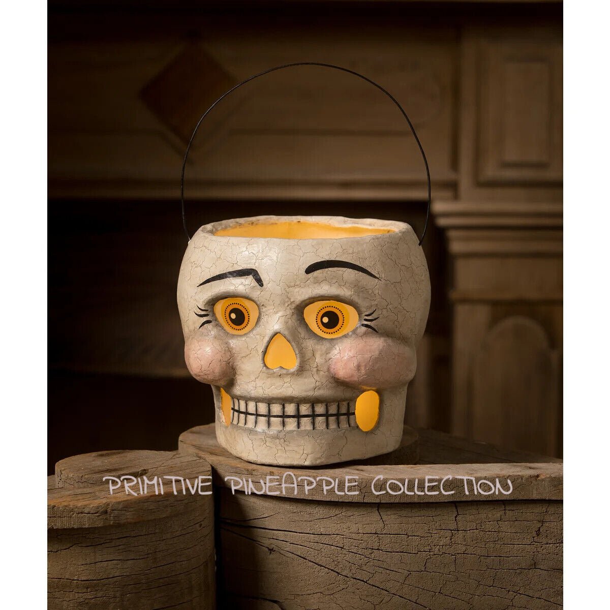 Bethany Lowe Halloween New 2023 Silly Skelly Bucket TJ2312 Luminary - The Primitive Pineapple Collection