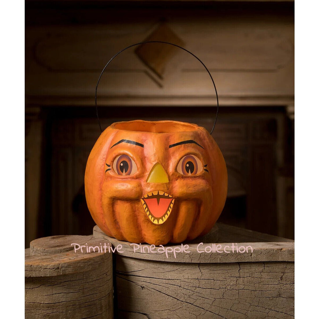 Bethany Lowe Halloween New 2023 Spunky Pumpkin Bucket TJ2314 Luminary - The Primitive Pineapple Collection