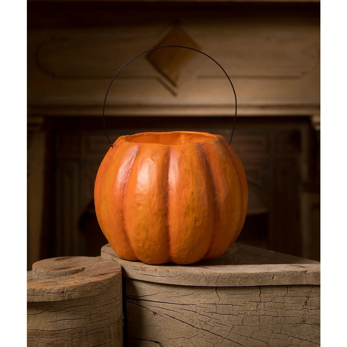 Bethany Lowe Halloween New 2023 Spunky Pumpkin Bucket TJ2314 Luminary - The Primitive Pineapple Collection