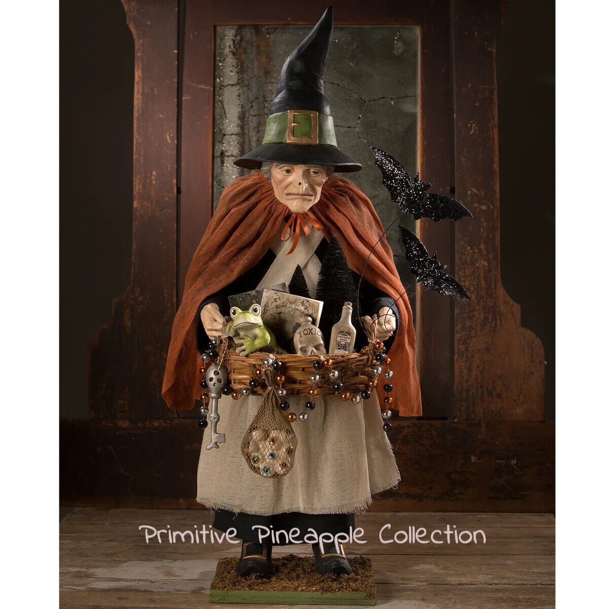 Bethany Lowe Halloween TD0066 Brewhilda Peddler Potion Frog Witch - The Primitive Pineapple Collection