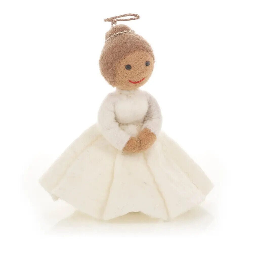 Primitive Handcrafted Wool Felt Christmas Angel Tree Topper Shelf Sitter 6.7" - The Primitive Pineapple Collection