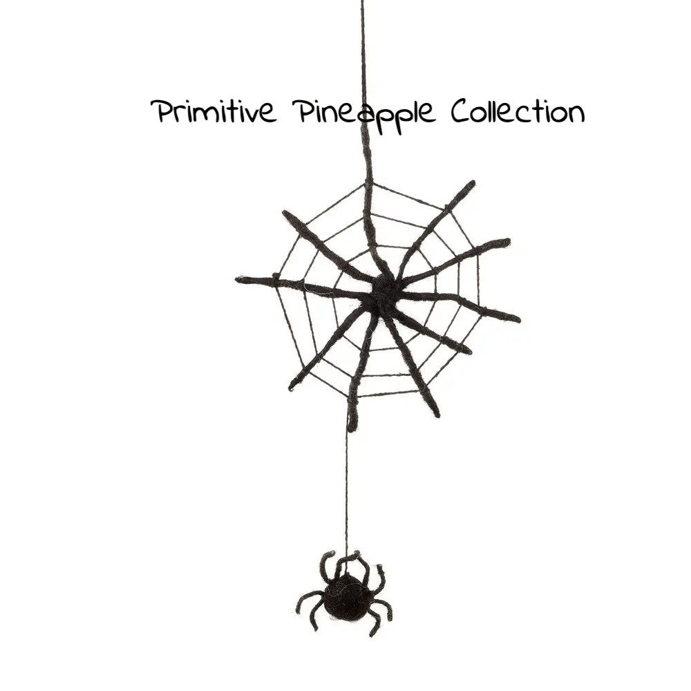 Handcrafted Wool Felted Halloween Spooky Hanging Spider Web w/ Spider – The  Primitive Pineapple Collection