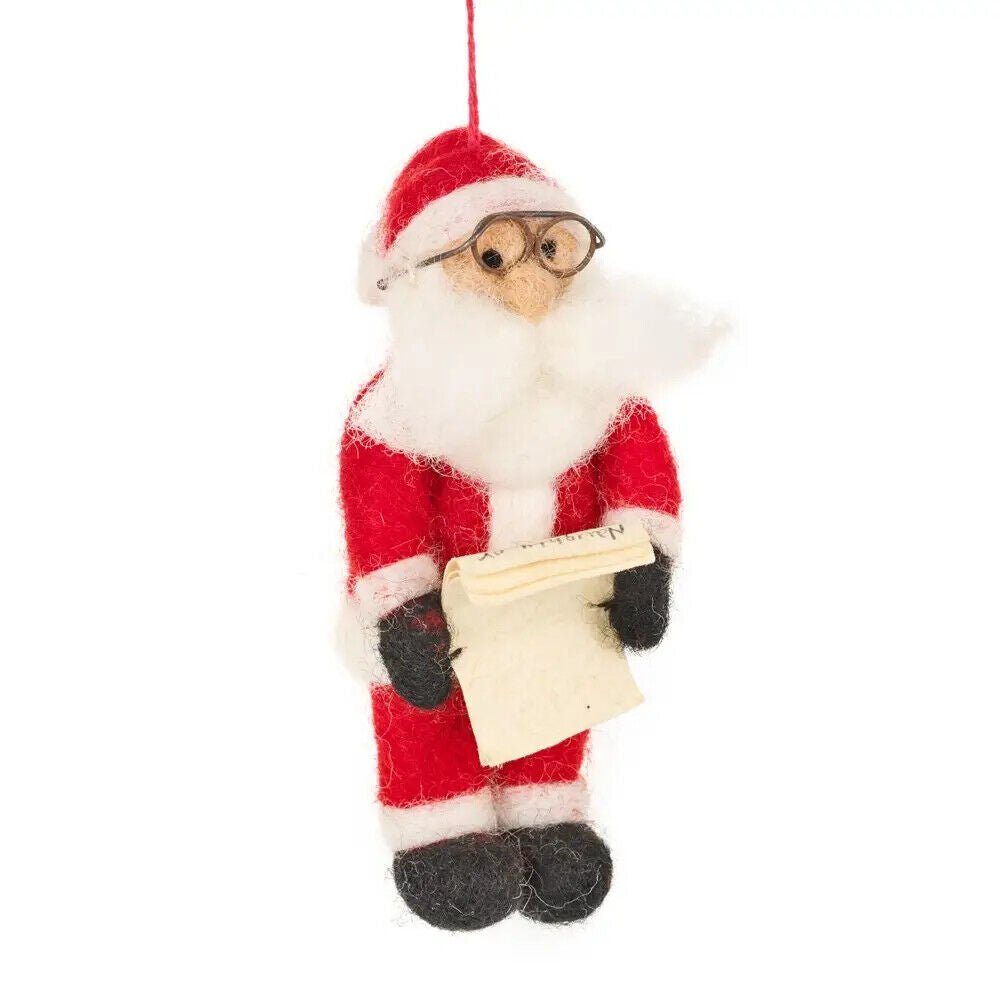 Primitive Handcrafted Wool Felt Christmas Naughty Or Nice Santa Ornament - The Primitive Pineapple Collection