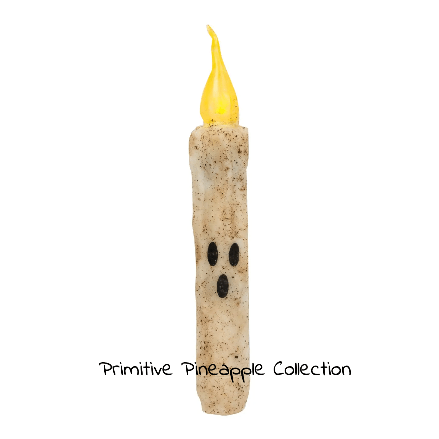 Primitive Country Halloween Grungy Ghost 6" Taper Candle Timer - The Primitive Pineapple Collection