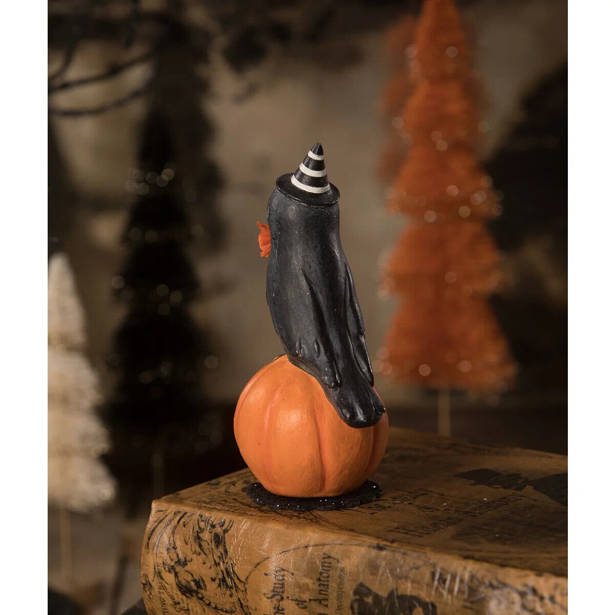 Bethany Lowe Halloween Crow on Jack O lantern Figurine ML2094 Michelle Lauritsen - The Primitive Pineapple Collection