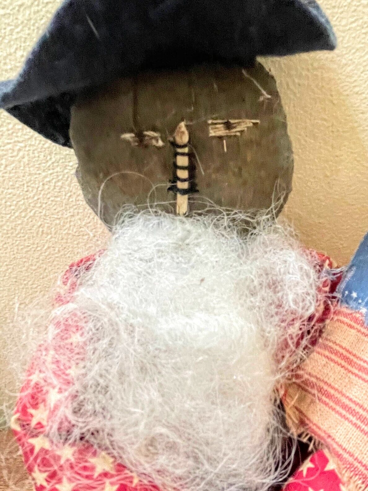 Primitive Early American Patriotic Americana Black Uncle Sam Doll w/ Flag 14" - The Primitive Pineapple Collection