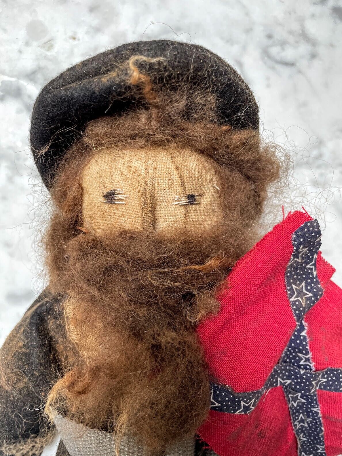 Primitive Farmhouse Handcrafted Civil War Soldier Flag Rag Doll 18" - The Primitive Pineapple Collection
