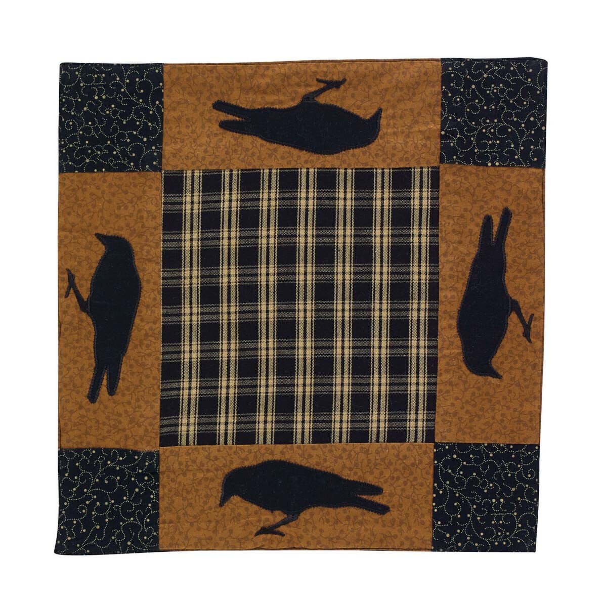 Primitive Farmhouse 12" Prairie Candle Mat with Crow Back and Mustard Color - The Primitive Pineapple Collection