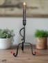 Primitive Early American Colonial Black Metal Hammered Candlestick Holder - The Primitive Pineapple Collection