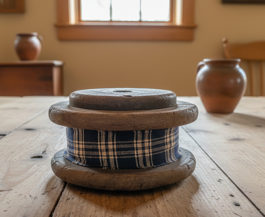 Farmhouse Primitive Vintage Wood Spool with Homespun Fabric 4 sizes Rustic - The Primitive Pineapple Collection