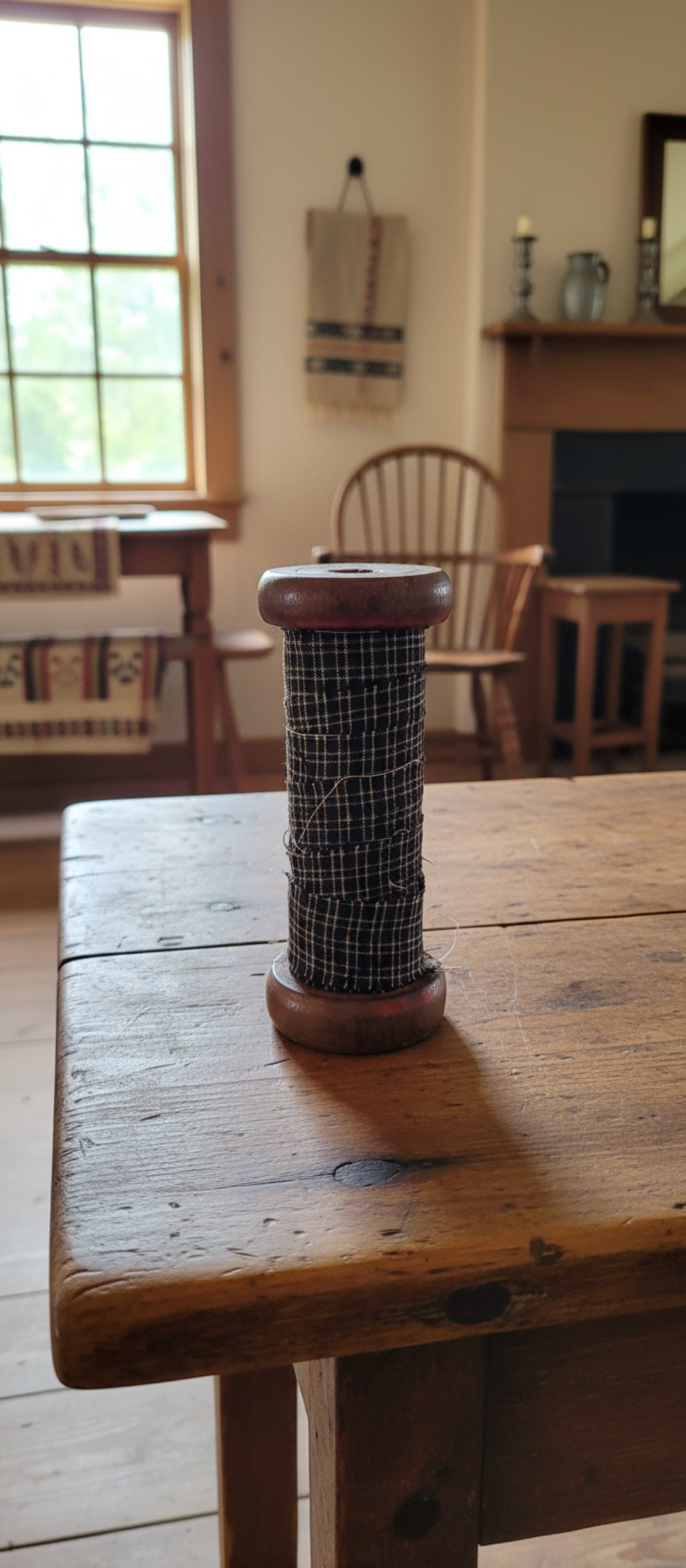 Farmhouse Primitive Vintage Wood Spool with Homespun Fabric 4 sizes Rustic - The Primitive Pineapple Collection