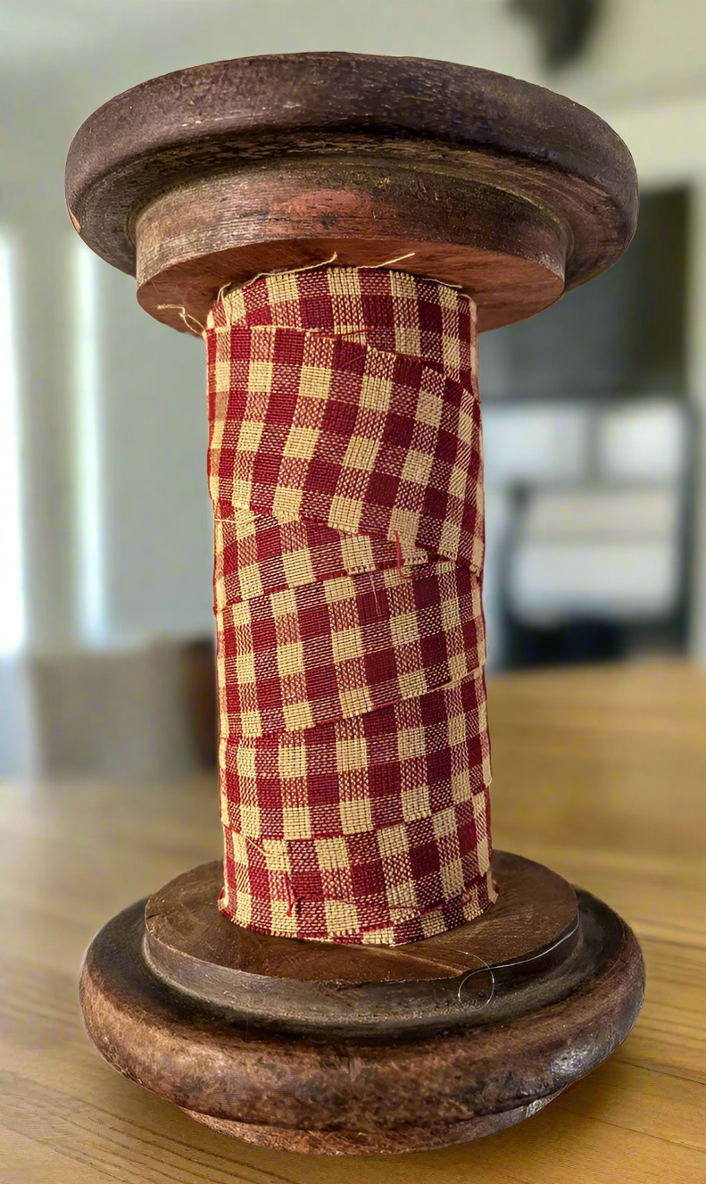 Farmhouse Primitive Vintage Wood Spool with Homespun Fabric 4 sizes Rustic - The Primitive Pineapple Collection
