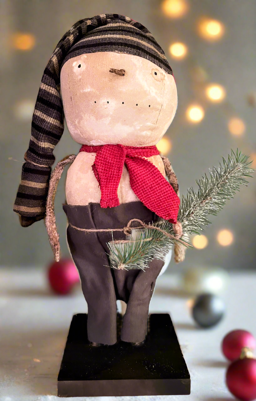 Primitive/country christmas winter 16" handmade Striped Knit Cap Snowman - The Primitive Pineapple Collection